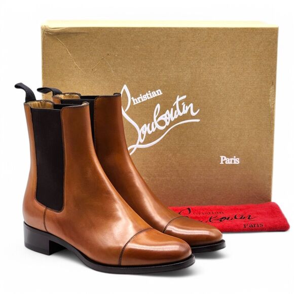 Christian Louboutin Antonio Chelsea Leather Boots - Brown - EU 39 / US 6 $1350